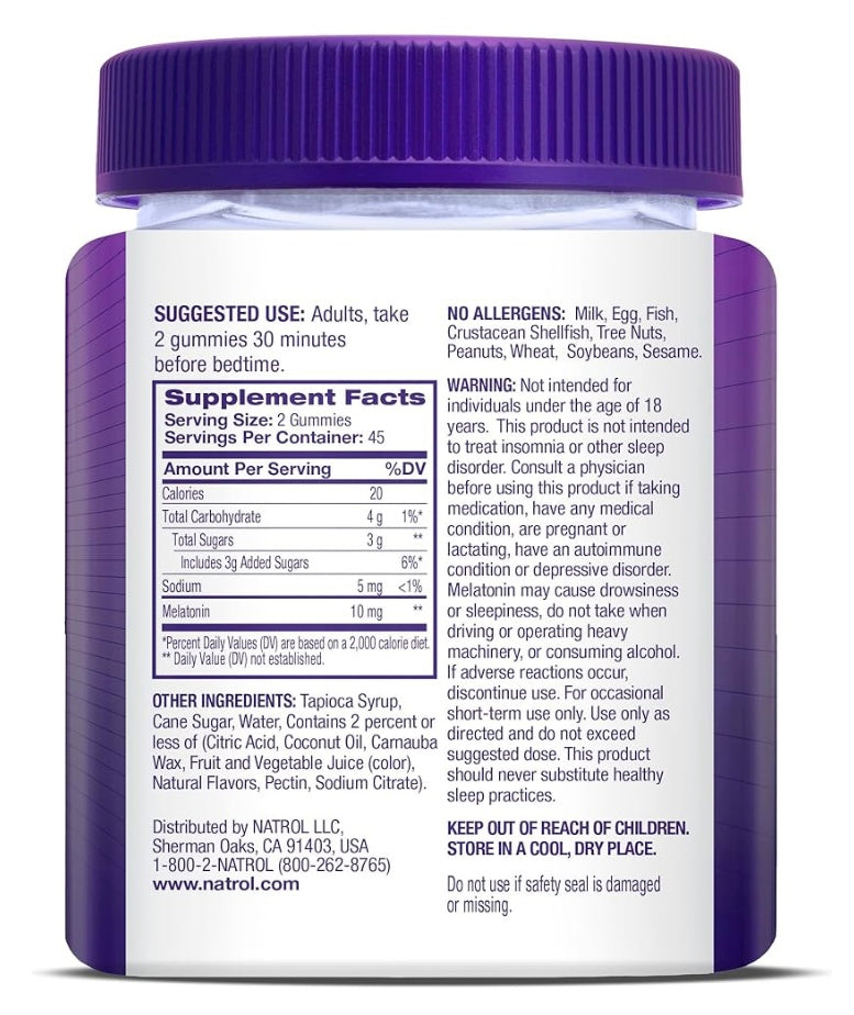 NATROL MELATONINA 10 MG GUMMIES